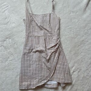 Abercrombie & Fitch Beige Checkered Mini Dress